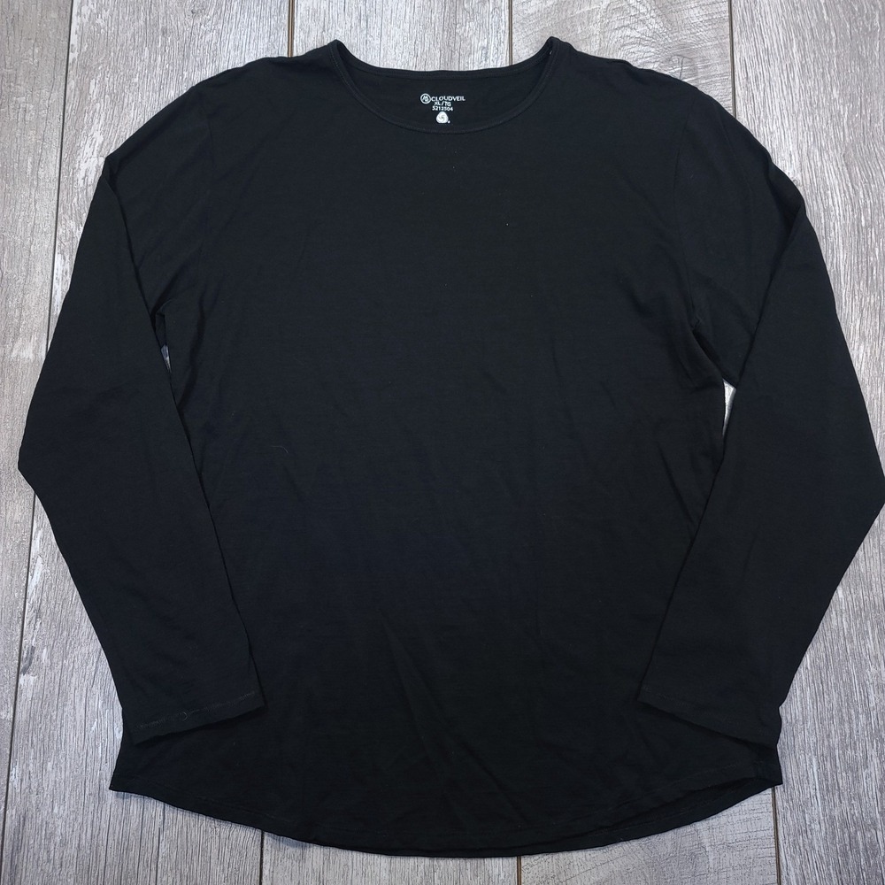 Cloudveil Top Women XL Black Merino Wool Blend Long Sleeve Crew Neck 5212504